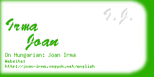 irma joan business card